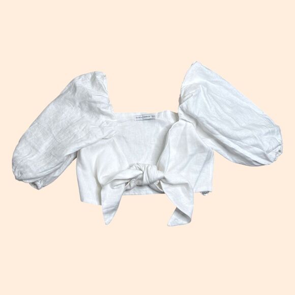 Faithfull The Brand Eva Tie Linen Top - Picture 2 of 6